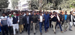 ভোলা-চরফ্যাসন সড়ক আর্দশ লেন হচ্ছে, আনন্দ মিছিল