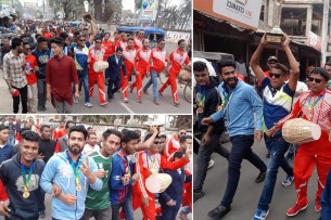 ভোলায় চ্যাম্পিয়ন ট্রফি নিয়ে টুটুল স্মৃতি সংঘের আনন্দ মিছিল
