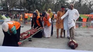 লালমোহনে জনসচেতনতায়  ঘূর্ণিঝড় প্রস্তুতি মহড়া