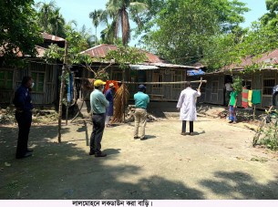 নারায়নগঞ্জ থেকে এসে আত্মগোপন করায় লালমোহনে ৯ বসত ঘর লকডাউন