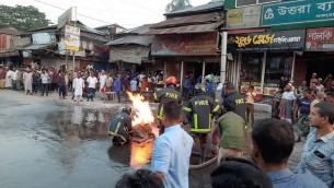 লালমোহনে হোটেলের গ্যাস সিলিন্ডারে আগুন