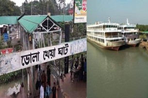 বৈরী আবহাওয়ার কারনে ভোলার সব রুটে লঞ্চ ও ফেরি চলাচল বন্ধ