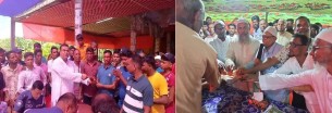 মনপুরায় পূজামন্ডপে  বিএনপির দুই গ্রুপের অনুদান বিতরণ