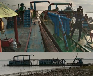 বোরহানউদ্দিনে তেঁতুলিয়া নদীতে অবৈধ ভাবে বালু উত্তোলন করায় দু'টি ড্রেজার আটক