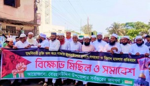 ফিলিস্তিনে ইসরায়েলি হামলার প্রতিবাদে বোরহানউদ্দিনে বিক্ষোভ