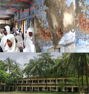 বোরহানউদ্দিনে শতবর্ষী মাদ্রাসার ছাদের পলেস্তারা খসে পড়ছে