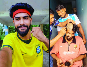 আর্জেন্টিনা জেতায় মাথা ন্যাড়া করলেন ব্রাজিল সমর্থক