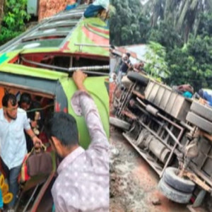 বোরহানউদ্দিনে যাত্রীবাহী বাস উল্টে আহত-৪