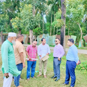 লালমোহনে ‘বীর বিক্রম মেজর হাফিজ স্টেডিয়াম নির্মাণে সম্ভাব্য স্থান পরিদর্শন