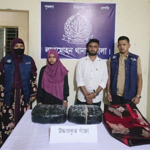 লালমোহনে ৪ কেজি গাঁজাসহ স্বামী-স্ত্রী আটক